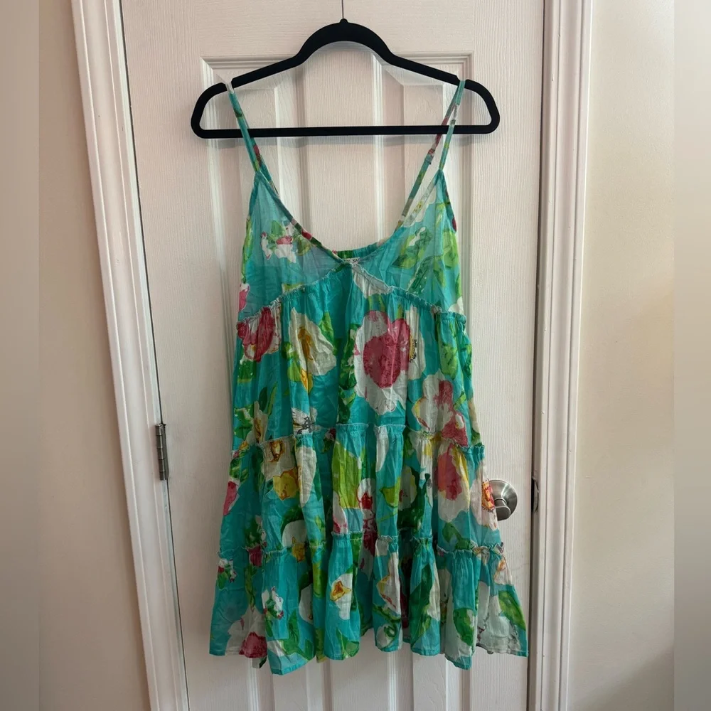 DEBBIE KATZ Amelie Sea Floral Babydoll Mini Dress Size Large - Picture 2 of 6